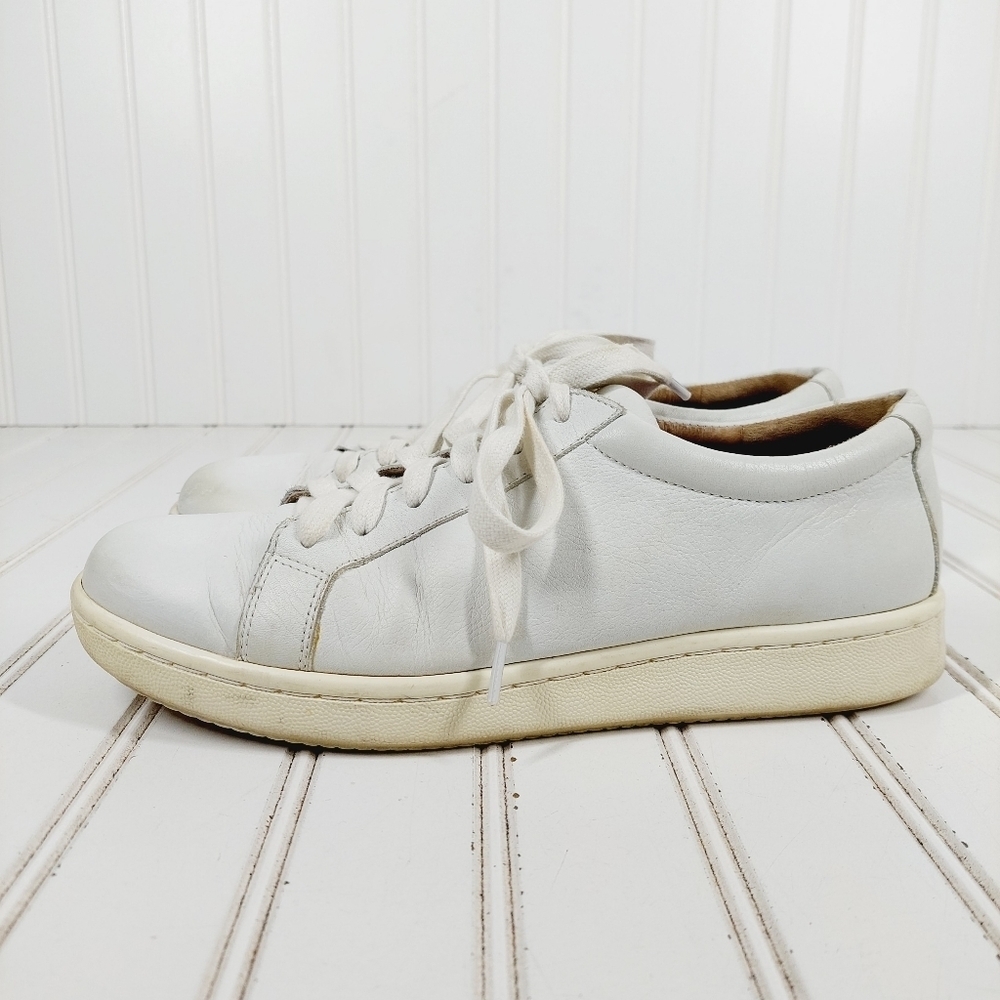 Eileen Fisher Leather White Lace Up Athleisure Casual Sneakers H675
